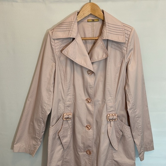 TNH Collection Womens Trench Coat Size 40 M Vintage Preppy Dusty Rose Minimalist - Picture 3 of 16